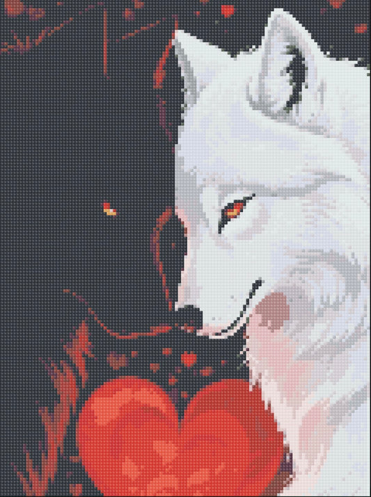 Loups amoureux 30x40cm perles carrées 24 couleurs fairy dust & aurores boréales
