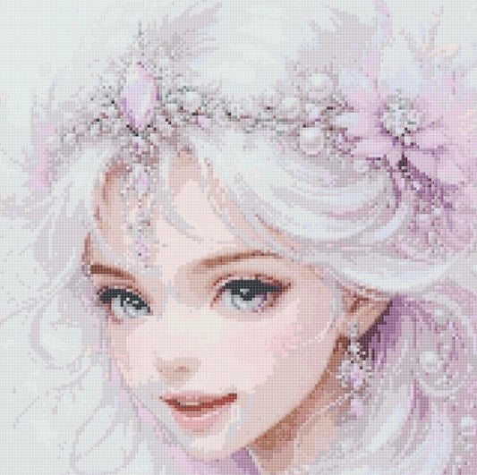 Toile Diamant Painting – Fille au Visage Fin, 40x40cm, Fairy Dust & Aurores Boréales