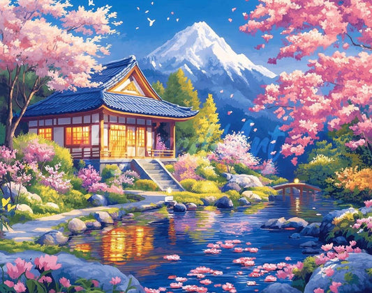 Toile Diamant Painting – Maison Japonaise Mont Fuji