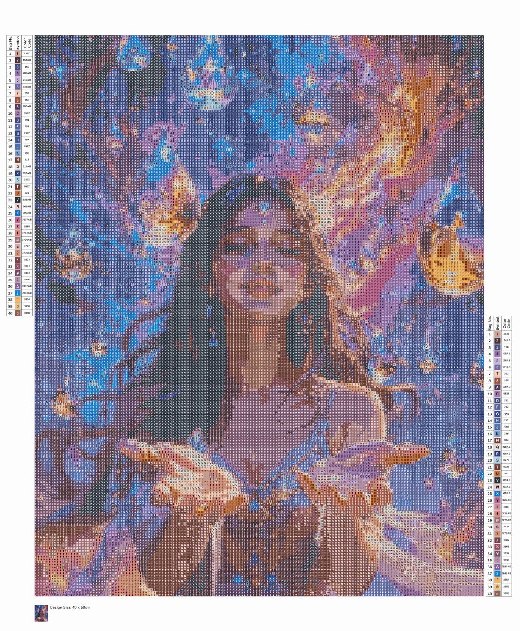 Fée poussière 🧚 40x50 cm, fairy dust & aurores boréales (voir photo & descriptions) perles carrées
