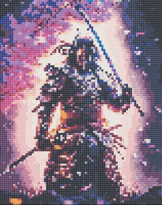 Toile Diamant Painting – Samaïraï Sakura, 30x40cm, Fairy Dust & Aurores Boréales