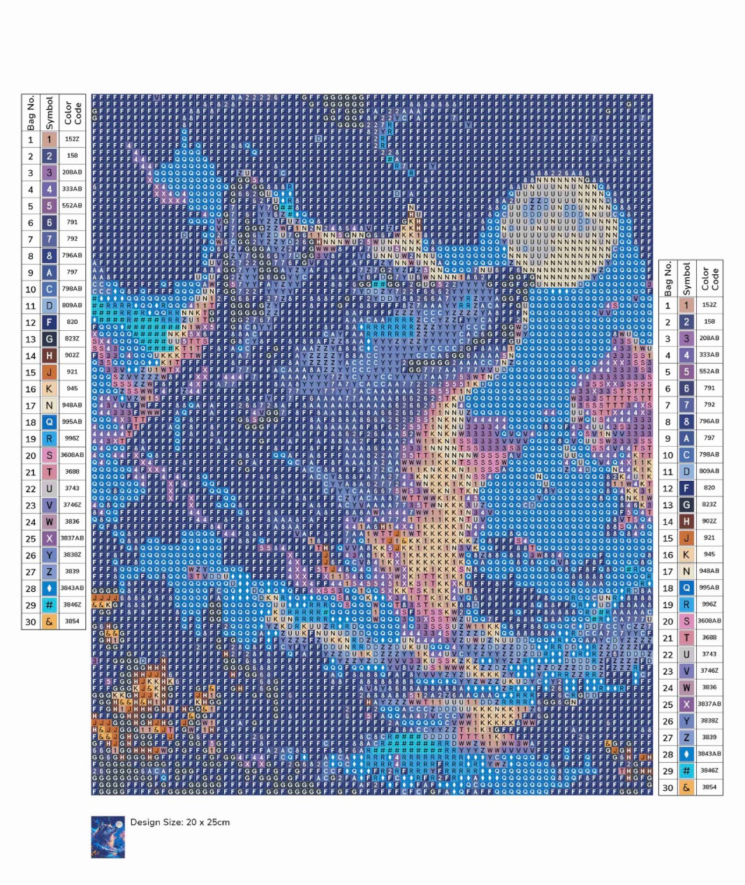 Toile Diamant Painting – Tête de Loup de Nuit, 20x25cm, 30 Couleurs