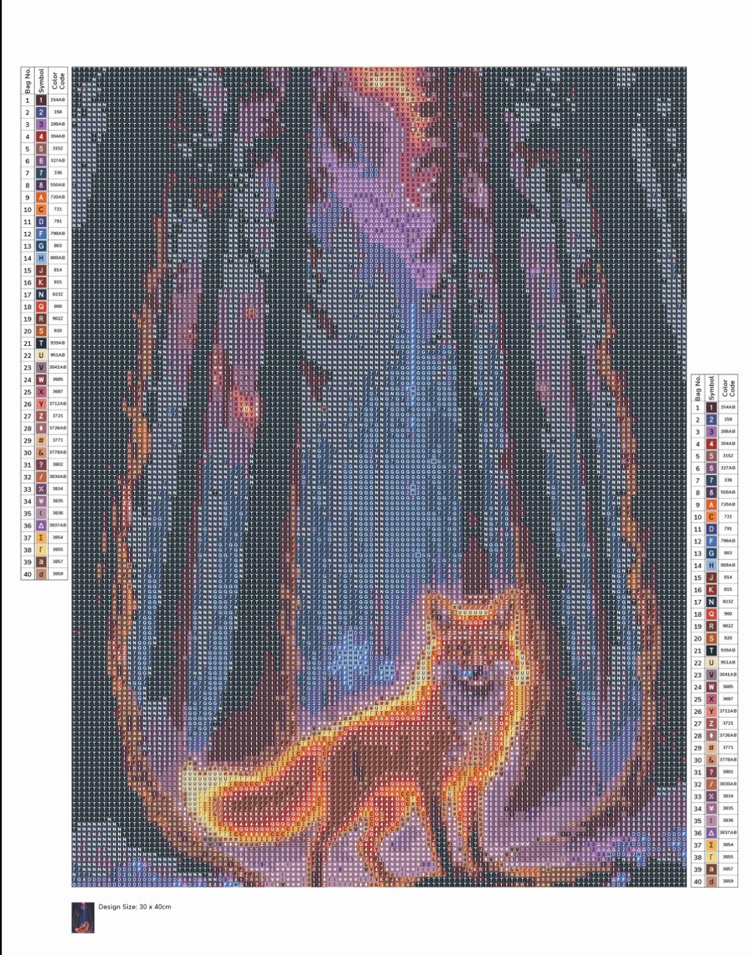 Diamant painting renard forêt 30x40 cm, 40 couleurs full dry
