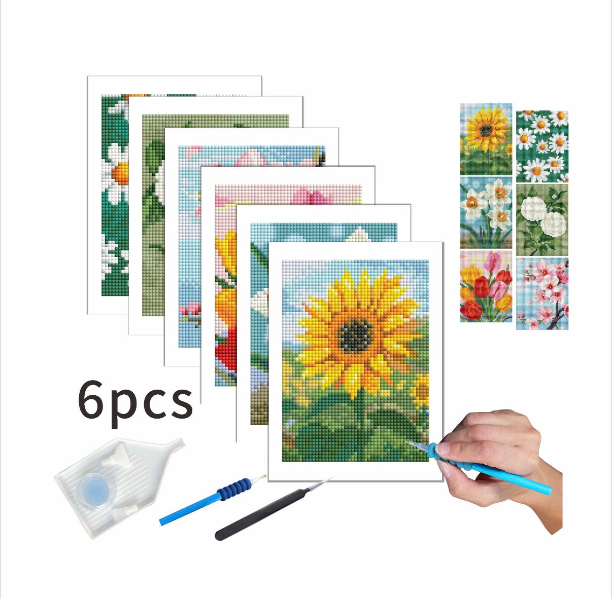 Toiles fleuries pack de 6 🌸 en 11x 15,5 cm