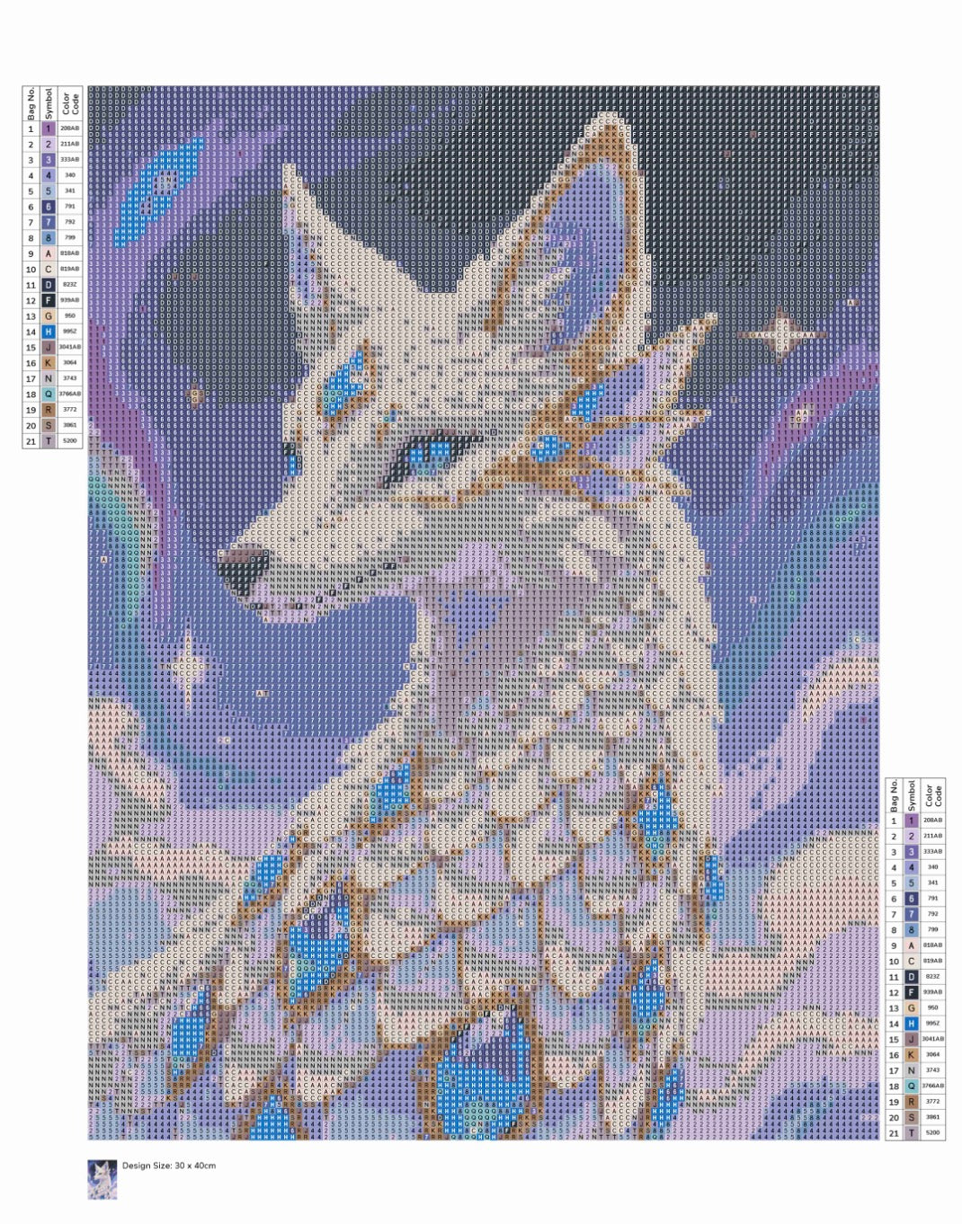 Toile renard décoré 30x40cm contient 40 couleurs contient des effets spéciaux