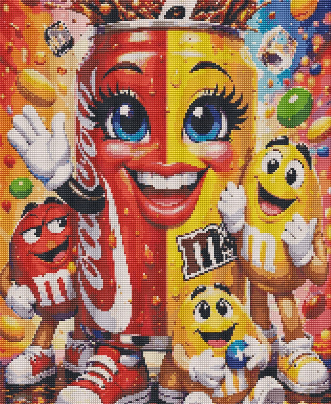 Canette de coca &mnm’s perles rondes 40 couleurs 50x60 cm contient des effets spéciaux