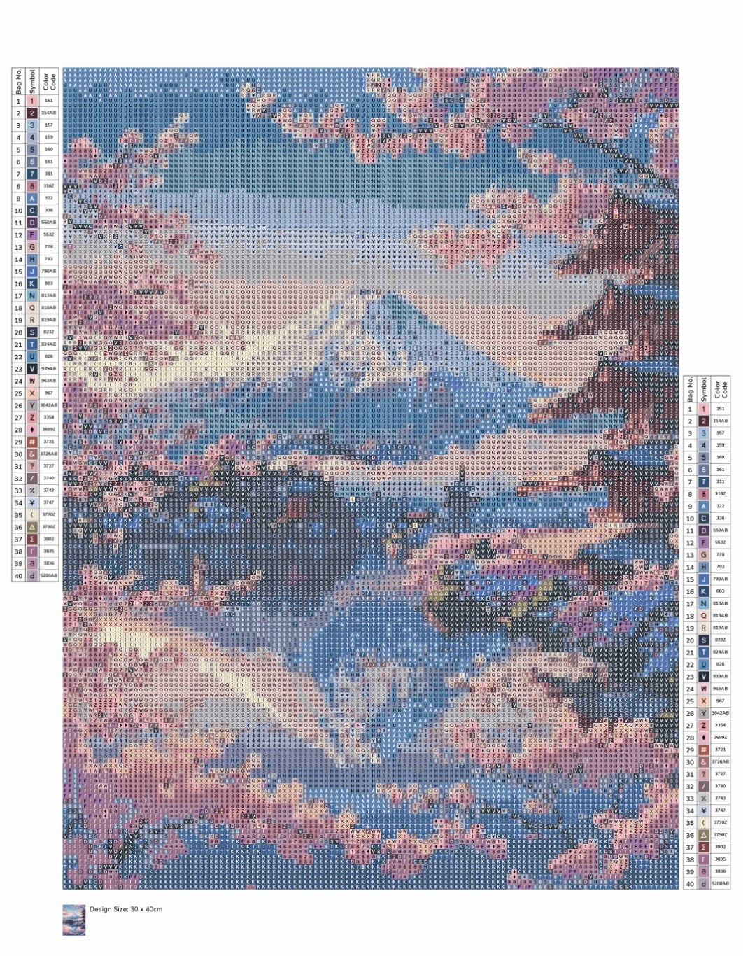 Toile Diamant Painting – Paysage Mont Fuji Sakura, 30x40cm, Fairy Dust & Aurores Boréales