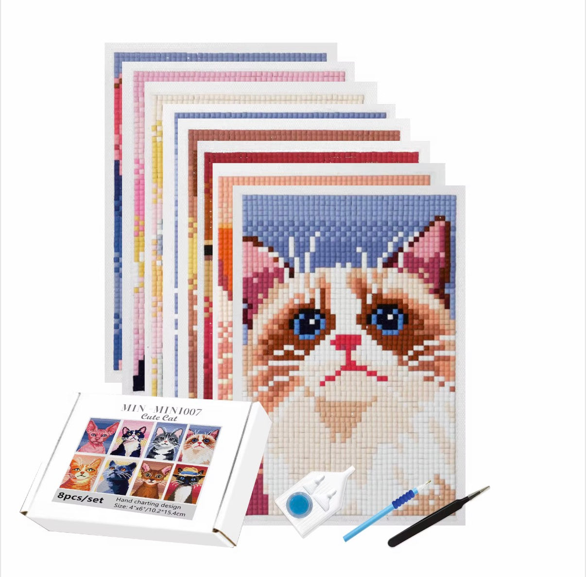 Toiles chats 11,5x15,5 cm🐈 en pack de 8 mini toiles