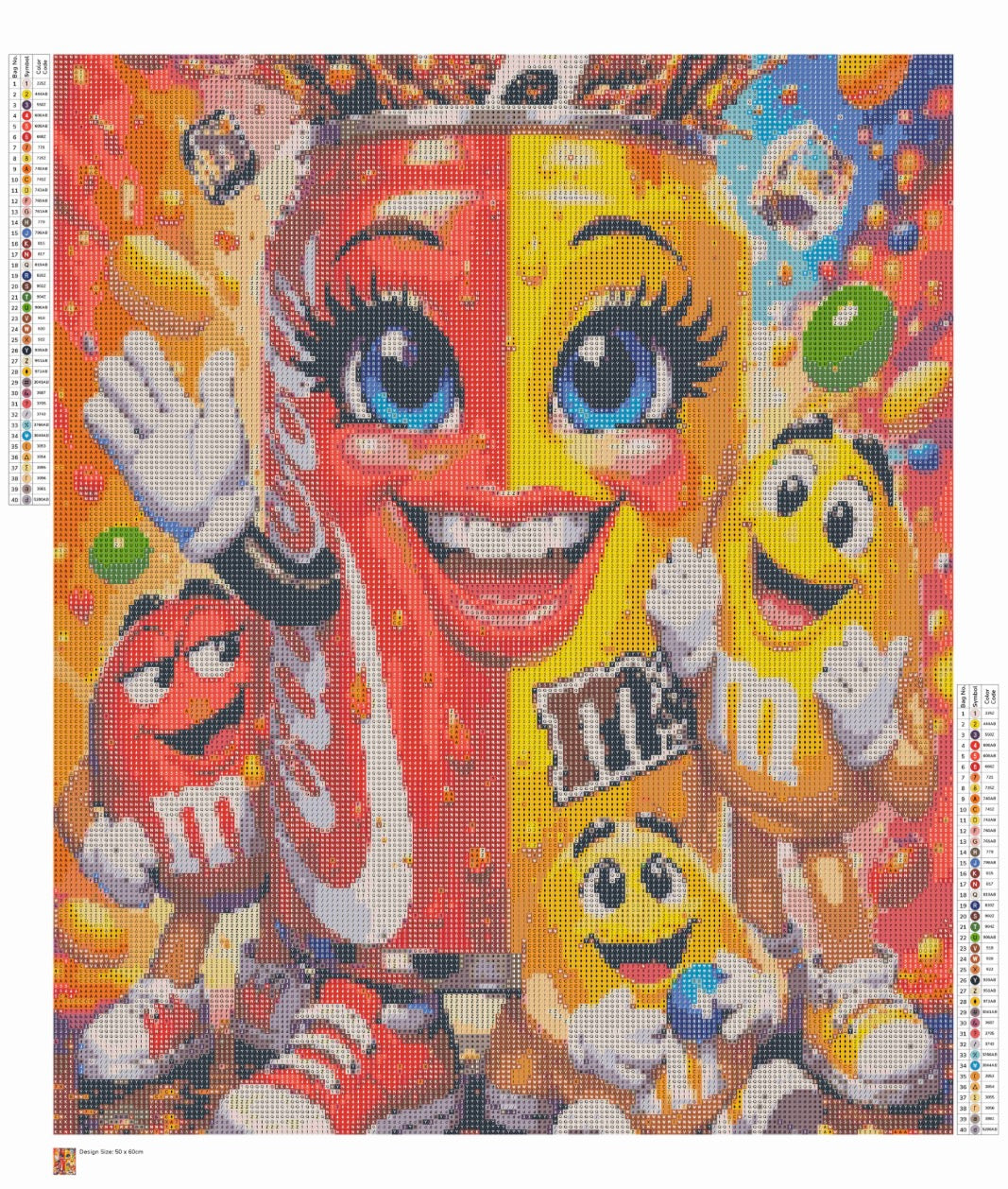 Canette de coca &mnm’s perles rondes 40 couleurs 50x60 cm contient des effets spéciaux