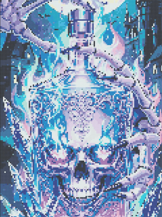Tête de mort en pleine lune 🌝 30x40 cm à effets spéciaux perles carrées 40 couleurs