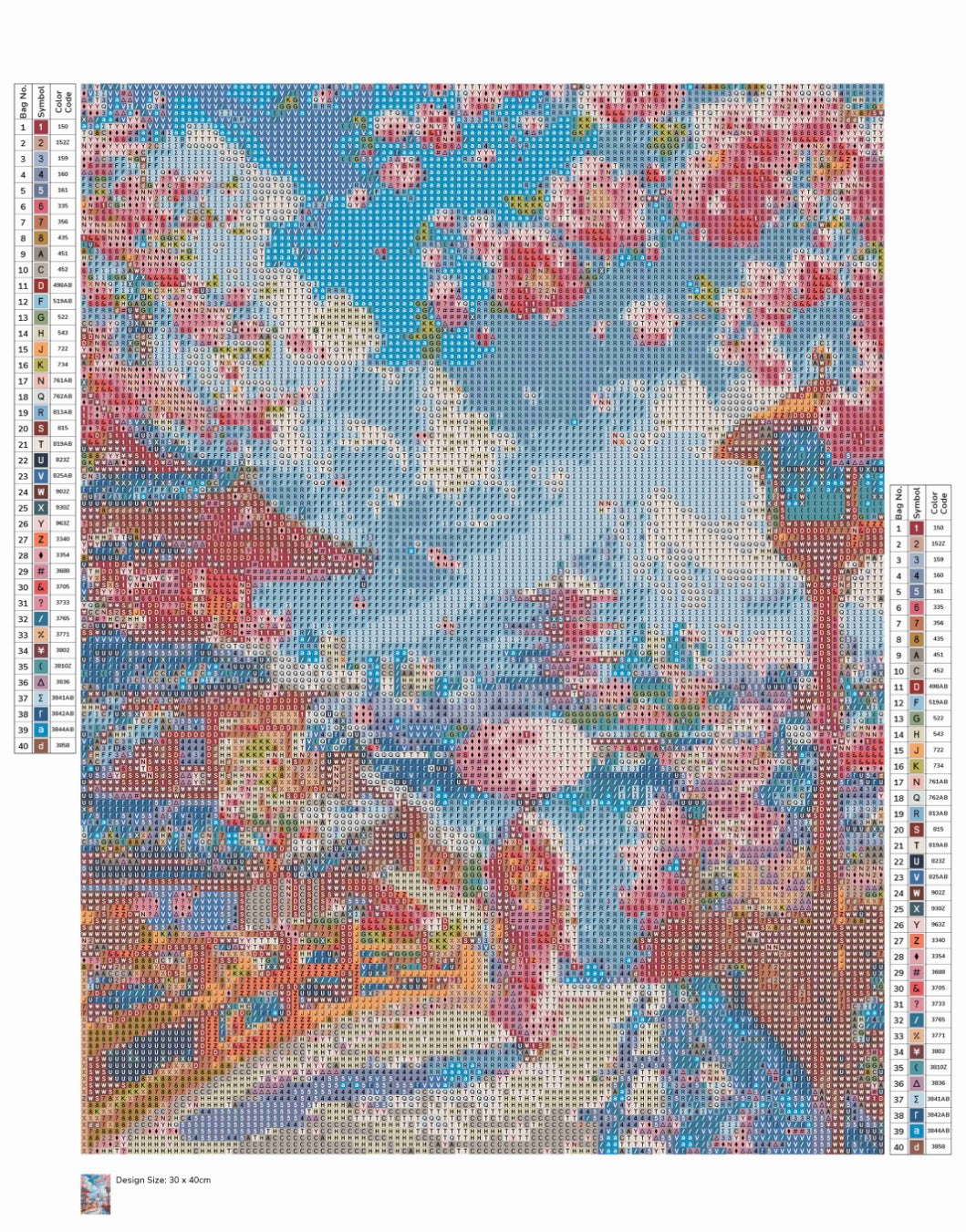 Toile Diamant Painting – Paysage Japonais Femme Sakura, 30x40cm, Fairy Dust & Aurores Boréales
