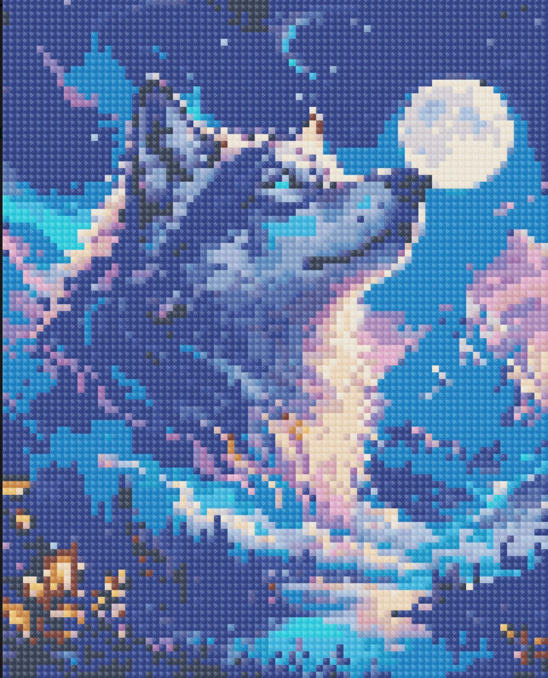 Toile Diamant Painting – Tête de Loup de Nuit, 20x25cm, 30 Couleurs