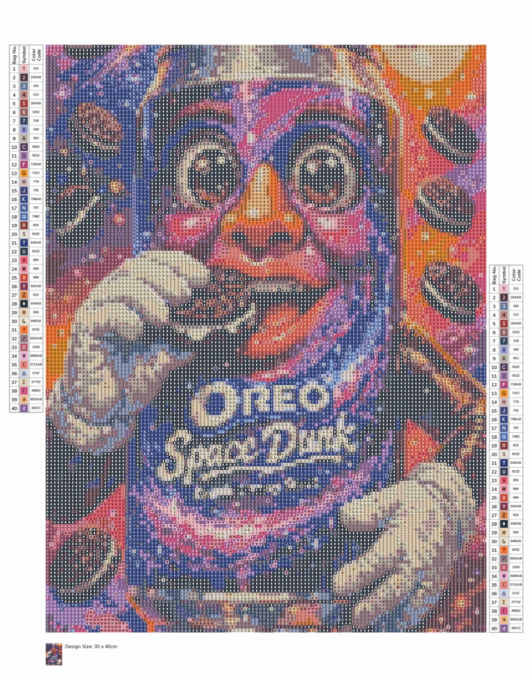 Toile Diamant Painting – Canette Oréo, 30x40cm, 40 Couleurs Perles Carrées