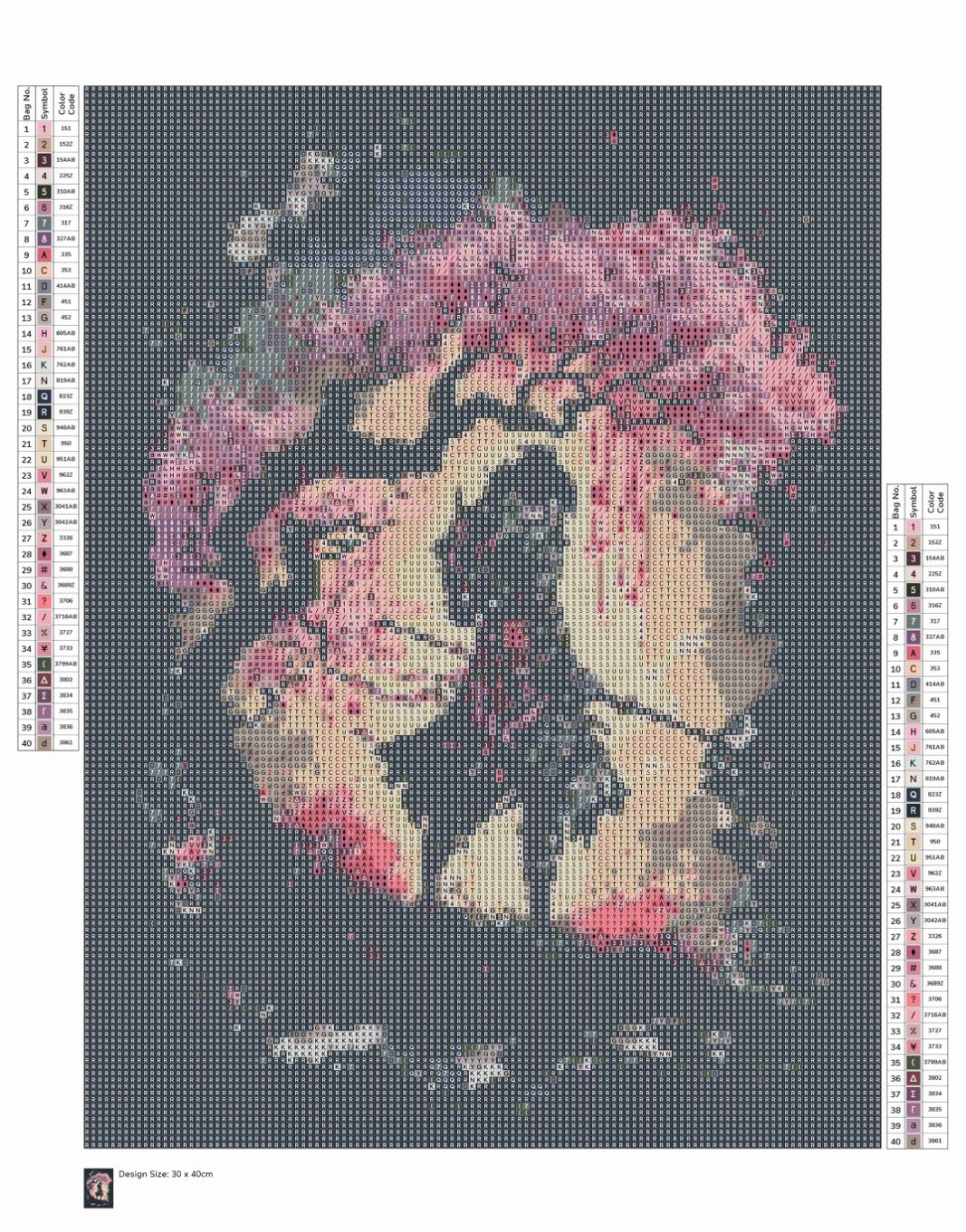 Toile Diamant Painting – Samaïraï Sakura, 30x40cm, 40 Couleurs Fairy Dust