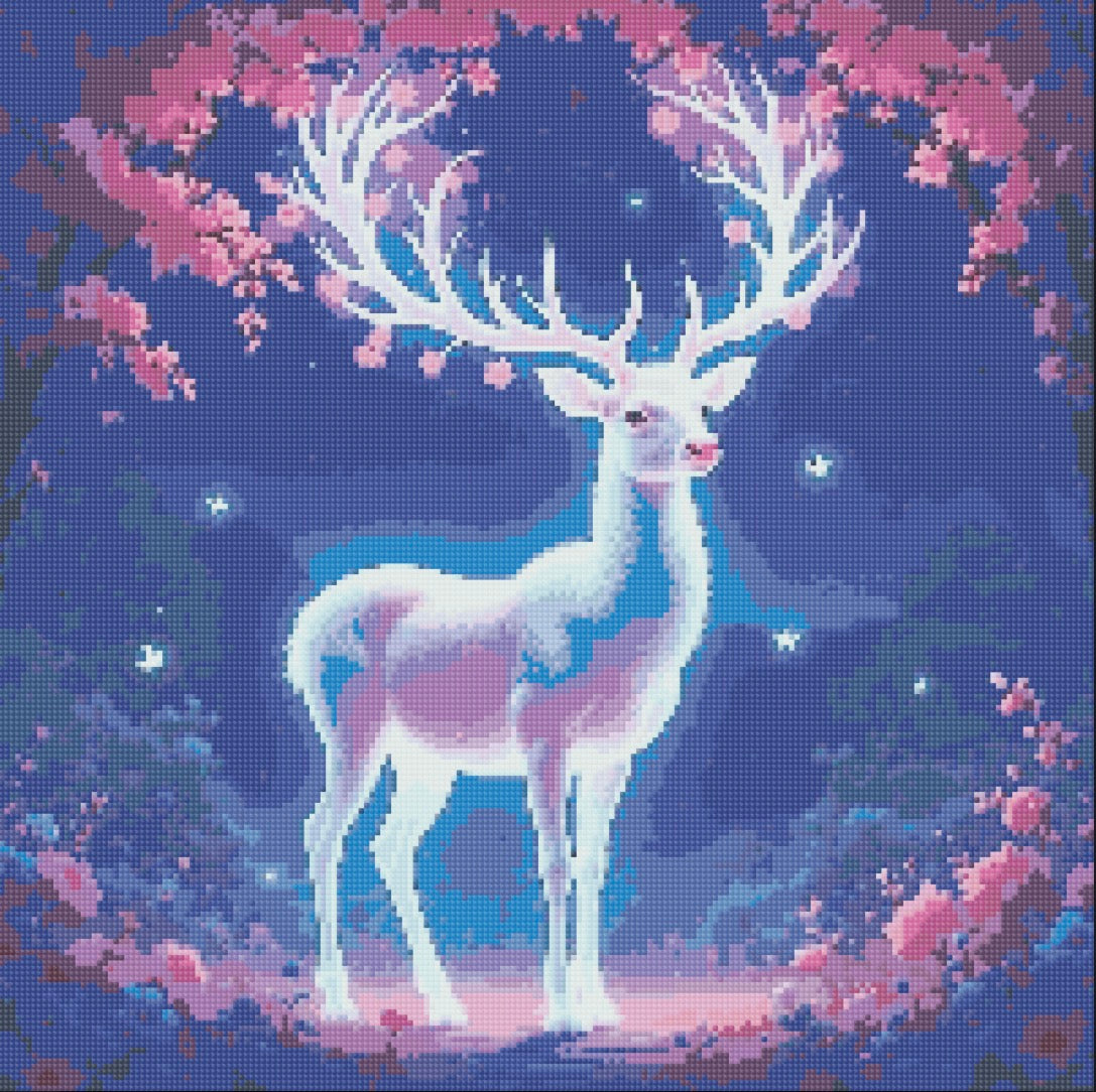 Toile cerf de nuit 50x50 cm fairy dust & aurores boréales 40 couleurs perles carrées