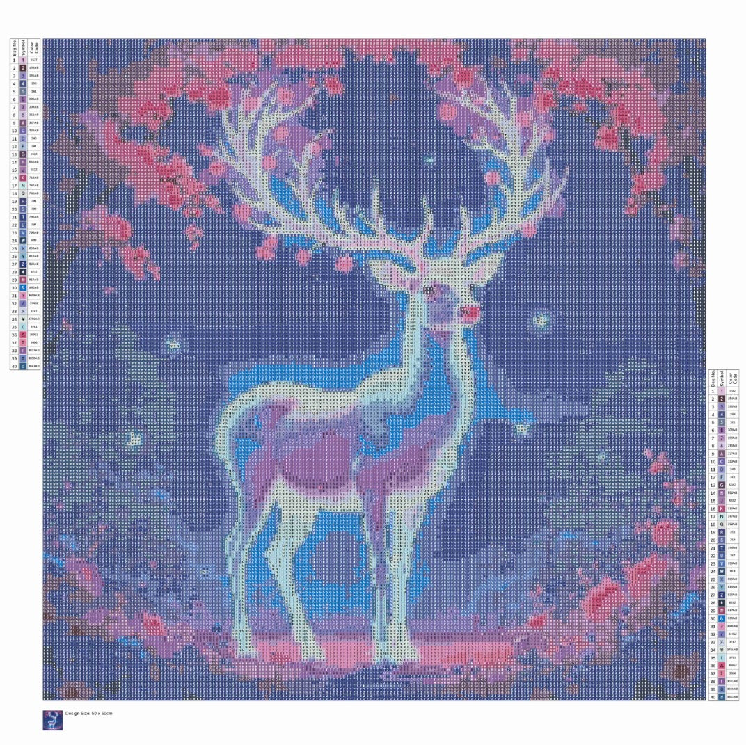 Toile cerf de nuit 50x50 cm fairy dust & aurores boréales 40 couleurs perles carrées