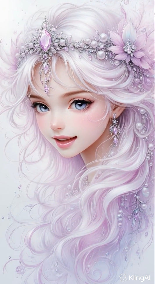 Toile Diamant Painting – Fille au Visage Fin, 40x40cm, Fairy Dust & Aurores Boréales