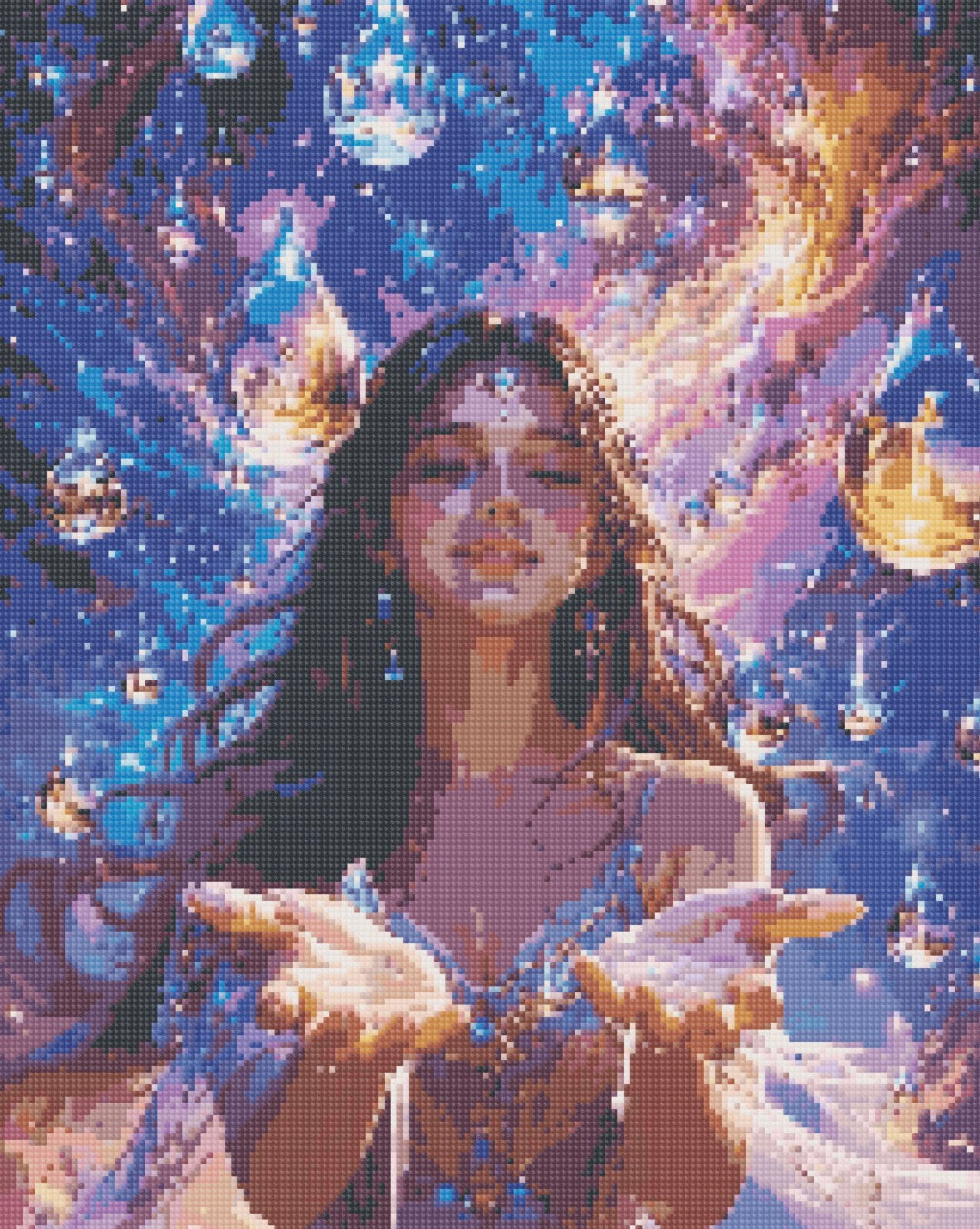 Fée poussière 🧚 40x50 cm, fairy dust & aurores boréales (voir photo & descriptions) perles carrées