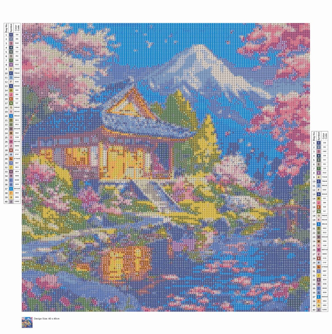 Toile Diamant Painting – Maison Japonaise Mont Fuji