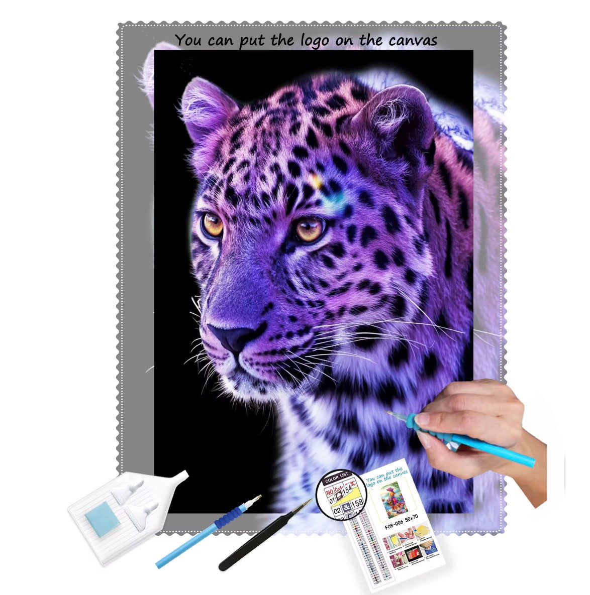 Toile tigre violette 50x65cm