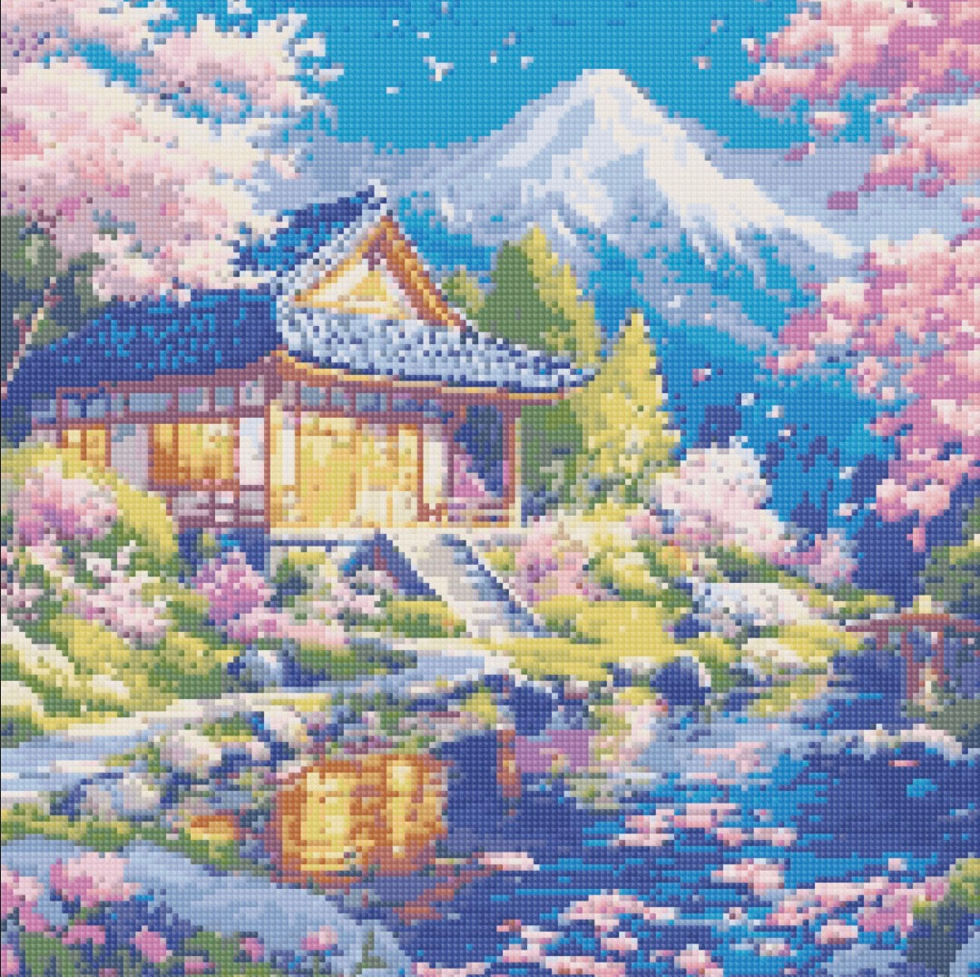 Toile Diamant Painting – Maison Japonaise Mont Fuji
