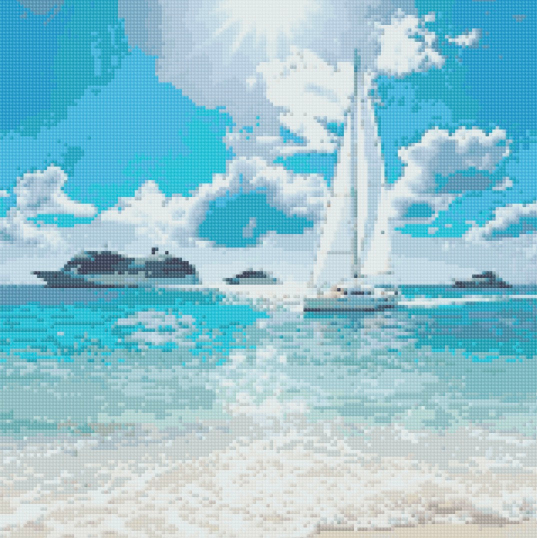Diamant painting bateau ⛵️ 40x40 cm perles carrées 40 couleurs
