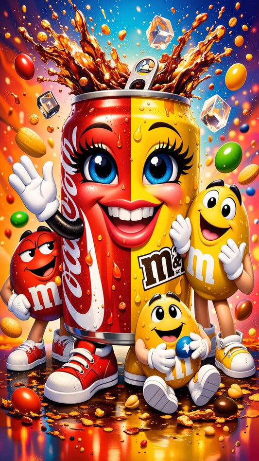 Canette de coca &mnm’s perles rondes 40 couleurs 50x60 cm contient des effets spéciaux