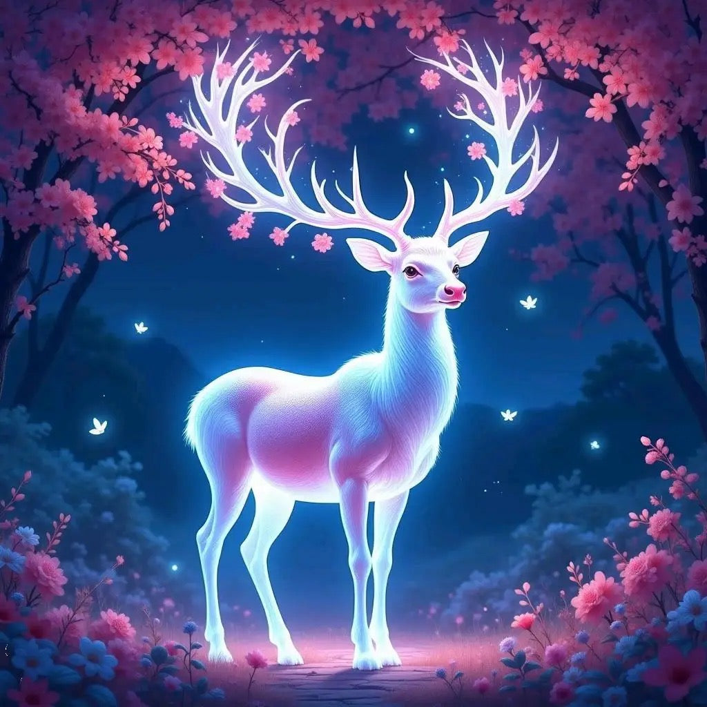 Toile cerf de nuit 50x50 cm fairy dust & aurores boréales 40 couleurs perles carrées